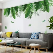 HANXIULIN Green Leaf Wall Decal Quote Tropical Wall Art Sticker Novel Decoration Vinyl Mural for Kitchen Cabinet Living Room Bedroom Office(60*90cm) Home Decor
